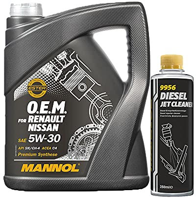 MANNOL 5l, Motoröl 7706 O.E.M. 5W-30 C4 + Diesel Jet Cleaner Düsenreiniger - Kraftstoff Additiv 250 ml