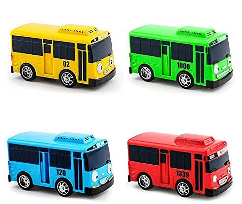 ATING Kleiner Bus TAYO Spielzeug, kleiner Bus TAYO Auto-Spielzeug-Set, Rückzieh-Mini-Autos für Freund Mini (Tayo Rogi Gani Rani), 4 Stück