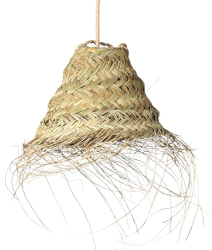 Suspension luminaire doum en osier tressé (XS : 15x18cm, Cône)