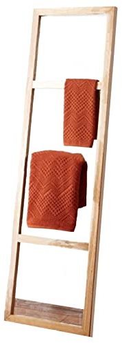 GAOYH Échelle de Serviette, étagère d'échelle Naturelle en Bambou, Porte-Serviettes, échelle décorative à 3 marches, échelle d'étagère, Porte-Serviettes de Bain Fait à la Main-échelle en Bois