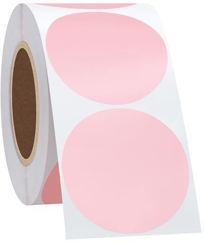 Hycodest Runde Thermo-Aufkleber, selbstklebende runde Mehrzweck-Thermodirektetiketten für Etikettendrucker, 5 cm großer Kreis, 750 Etiketten (Rosa)