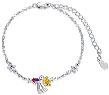 AOBOCO Schutzengel Armband Sterling Silber 925 Engel Armband, Taufe Kommunion Geburtstagsgeschenke für Mädchen Kinder