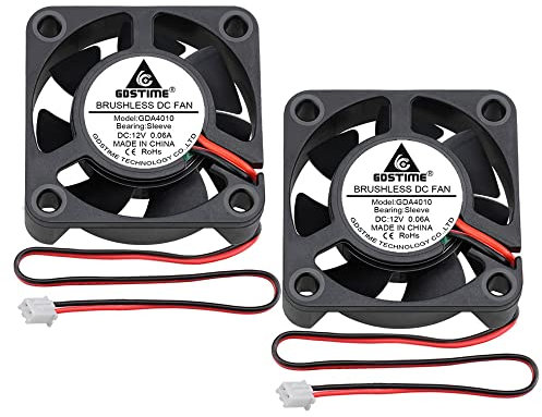 GDSTIME 12v 40mm fan 2Pcs 40 x 10mm Brushless Cooling Fan 2 pin For TV Box 3D Printer Router NVR Ventilation Exhaust Replacement