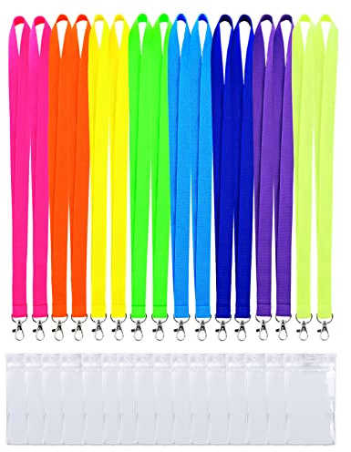 CANWELUX Multi8C-16P Schlüsselband, Kreuzfahrt-Umhängeband für Schiffskarte, leuchtendes Neon, robustes Kreuzfahrt-Schlüsselband für Ausweise, 16 Stück