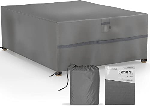 SANZARO Abdeckung Gartenmöbel Winterfest - 600D Oxford mit RipStop-Technologie, Schwerlast 320g, Reißfest & UV-Beständig, Schutzhülle für Gartentisch Sitzgruppe Balkonmöbel - 200x160x70cm