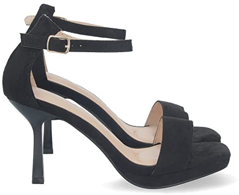 shoes&blues.es Sandalia de Tacon Fino para Mujer, Comodo, con Pala Simple, y Cierre de Hebilla, Primavera Verano 2023