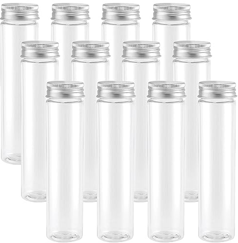 YIXNSW 12 tubos de ensayo de plástico de 110 ml, 32 x 143 mm con cierre de rosca, tubos de ensayo de plástico adecuados para el embalaje de flores, dulces, manualidades, decoración del hogar