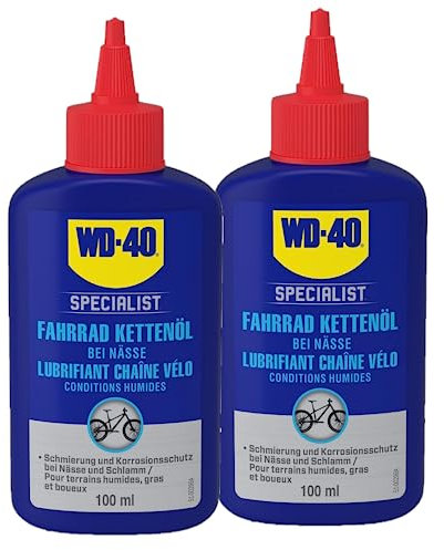 WD-40 Specialist Fahrrad Kettenöl bei Nässe 2x100ml, schmiert und schützt die Fahrradkette