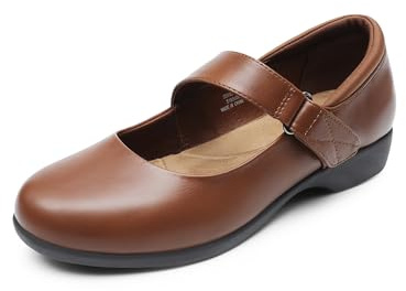 DREAM PAIRS Womens Ballet Mary Jane Flats, Comfortable Business Office Dress Shoes for Women Dressy and Work with Ankle Strap,Size 7.5,Brown,SDFA2407W