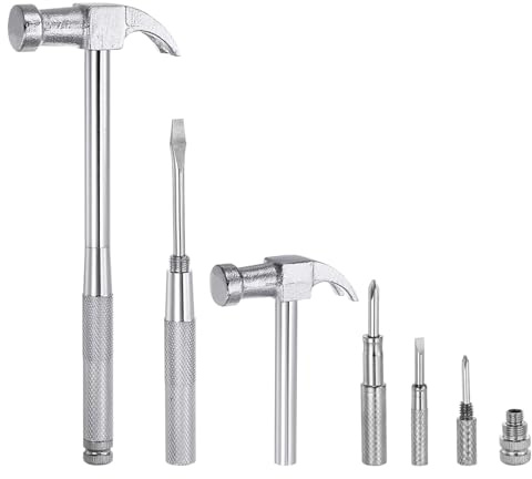 sourcing map 2 Set 6 in 1 Mini Multifunction Claw Hammer and Screwdriver 13mm Dia Multitool Hammer with Slotted Phillips Screwdriver
