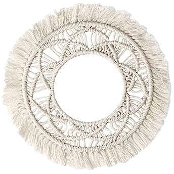 ABOOFAN 1pc Runder Handgestrickter Wandteppich Aus Baumwolle 13.4 Zoll Minimalistische Wanddekoration Für Wohnzimmer Schlafzimmer Boho Stil Innenraumdekor