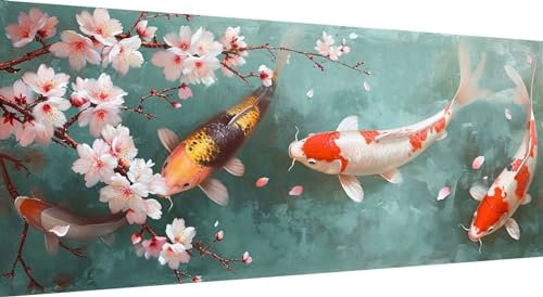 Qiaoqoo Blume Diamond Painting xxl 200x80cm, 5D DIY Diamant Painting Bilder Fisch Diamand Painting Kinder mit Diamond-Painting Zubehör, Groß Diamant kunst Basteln Erwachsene, Home Décor Malerei