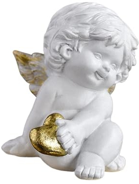F Fityle Statuetta Cupido Cherubino Scultura Ornamento da Tavolo Bianco con Collezione Statua di Angelo Decorazione di Angelo per Interni ed Esterni, Stile a