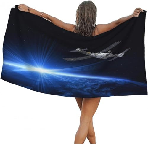 okoikfc 3D Strandtuch 200x200 cm Raumschiff Badetuch Groß Raumschiff Microfaser Handtücher Weich Schnell Trocknen Strandhandtuch Herren Frauen Badetücher, Strandtücher Strandlaken Handtuch A1953