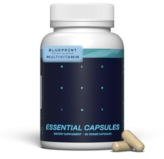 Blueprint Bryan Johnson Essential Capsules - Daily Multivitamin/Multimineral for Women and Men - Antioxidant Supplement with Calcium, Vitamin B1, Vitamin D, and Zinc - Vegan and Non GMO (30 Servings)