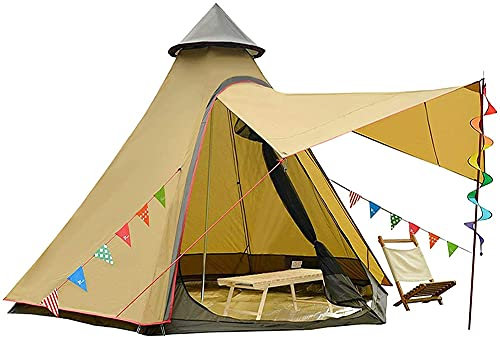SSLW Kuppel-Campingzelt, indisches Tipi-Zelt, 3–4 Personen, doppellagig, wasserdicht, UV-beständig, Winddicht, Turmzelt, Outdoor, Familien-Campingzelt