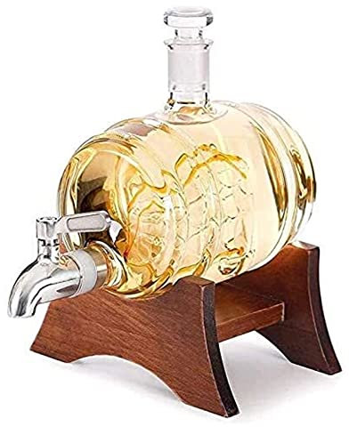 Decanter Decanter for whisky Decanter for vino Decanter Veliero Rubinetto in acciaio inossidabile Dispenser for liquori Supporto in legno