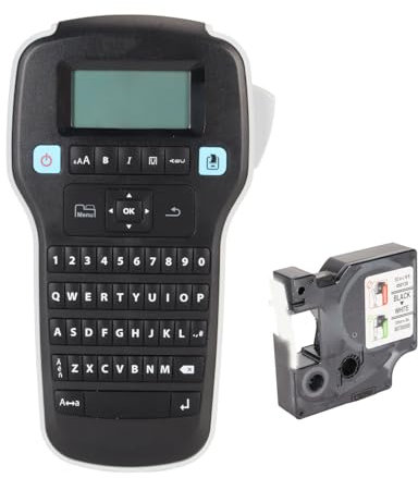 Handheld-Etikettendrucker, Tragbarer Etikettendrucker mit QWERTZ-Tastatur, Großem Display, One-Touch-Smart-Keys, Einfach zu Bedienen, für die Organisation Im Home-Office