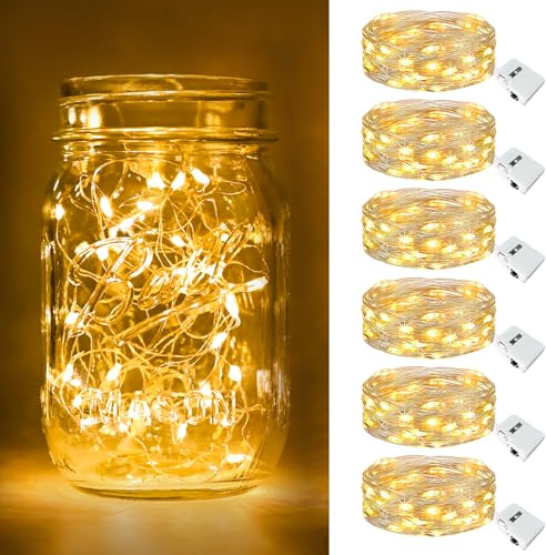 btfarm 6 Stück/3 Modi LED Lichterkette Batterie Klein, 2M 20LED Lichterkette mit Batterie, Mini Lichterketten Batteriebetrieben für Party, Weihnachten, DIY, Hochzeit, Innen Deko (Warm Weiß)