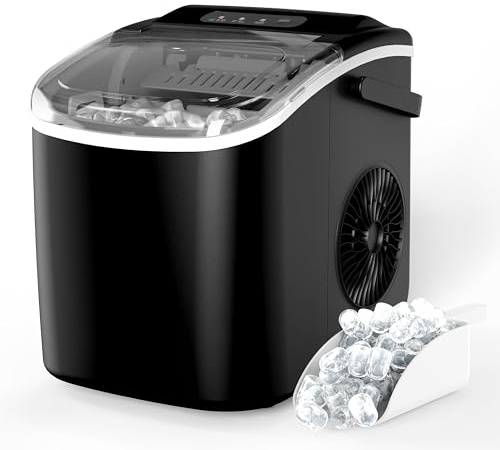 HealSmart Macchina per il ghiaccio per piano di lavoro, 9 cubetti di ghiaccio pronti in 6 minuti, 11,8 kg di ghiaccio/24 ore, con funzione autopulente, cucchiaio e cestino, per casa, cucina,