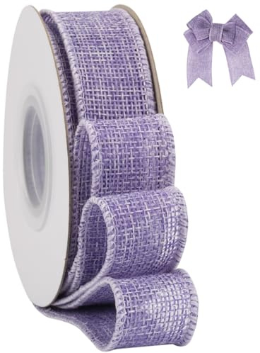 Tekdeere Nastro in Iuta con Filo, 25 mm x 9 Metri, Lilla Chiaro – Per Artigianato, Confezioni Regalo, Ghirlande, Fiocchi, Decorazioni per Alberi e Allestimenti Esterni