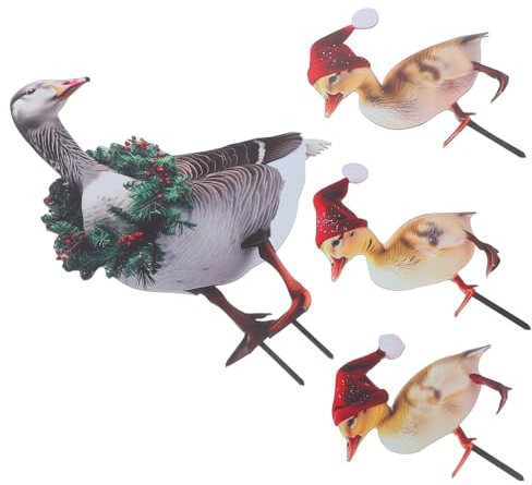 Milisten 4stücke Weihnachtliche Gartenstecker Ente Teiliges Aus Metall Dekorative Gartenfiguren Für Festliche Außendekoration Für Garten Terrasse