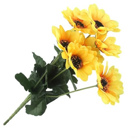 Künstliche Sonnenblumen, 7 Köpfe, künstliche Blumen, Blumenstrauß, Garten, Hochzeit, Party, Dekoration für Brautstrauß, Hochzeit, Party, Heimdekoration, Buchhandlung, Café, Geschäft, Sonnenblumen