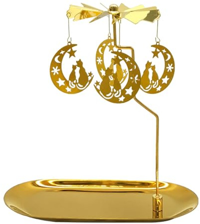 Windlicht Teelichtkarussel Kerzenhalter Motiv Schneeflocke Windlichter Goldener Drehbarer mit Fantasie Fee für Valentinstag Deko Geschenk Hochzeit Wohnzimmer Tischdeko (Stil 2)