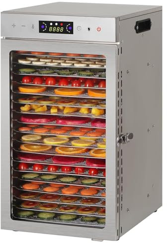 MáQuina Deshidratadora De Alimentos Para Carne Seca, Gabinete De Secado Comercial, Secador De Alimentos De Acero Inoxidable Para Carne, Deshidratador De Alimentos Digital Para Frutas Y Hierbas,18-Tray