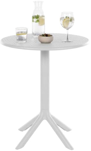 CLP Gartentisch Lacota rund 60 cm, aus wetterfestem, UV-beständigem Kunststoff, ideal als Balkontisch und Terrassentisch für 2 bis 4 Personen | Farbe weiß