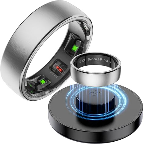 Bague intelligente pour homme et femme - Fréquence cardiaque SpO2 - Tracker d'activité - Étanchéité IP68 - Contrôle des gestes - Podomètre - Android iOS