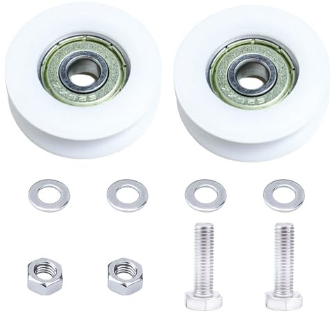 Roulettes de porte coulissante de 30 mm - Kit de remplacement pour serre, jardin, maison, hôtel, porte de douche - Comprend 2 roues, 2 vis M6 x 22, 4 entretoises de 6 mm