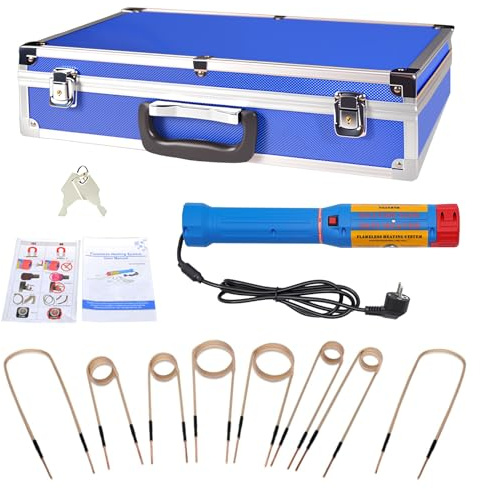 1100W Magnetische Induktionsheizgerät, Flameless Induction Heater, Induktions Heizset mit 8 Induktionsspulen, Maximale Heiztemperatur 800°C, Zum Entfernen Von Rostigen Bolzen und Muttern, Blau