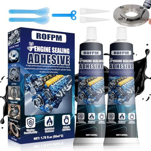 2 St Tätningsmedel Motor Svart, Rtv Silikon, -40 ℃ Till +300 ℃, Oljebeständig, Värmebeständig, Kylartätningsmedel, Hög Temperatur, för Bil Motorcykel överföring Cylinderhuvud Oljepanna Avgasrör