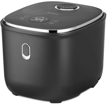 Trisa Digitaler Mini Reiskocher mit Low-Carb Funktion – Kleiner Reiskocher mit Keramiktopf, Dampfgarer-Einsatz, Timer & Warmhaltefunktion, 1L Kapazität, für Reis, Porridge & Suppe