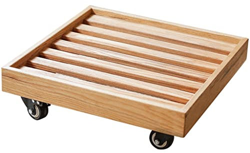 GIZNXBA Pflanzenroller Holz, Rollbrett Pflanzen Eckig, Untersetzer Mit Feststellbaren Rollen, Strapazierfähiger Pflanzenwagen Für Den Außenbereich, Innenterrasse(16 inch)
