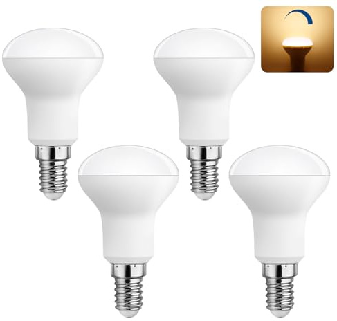 Akynite LED E14 R50 5W Dimmbar Warmweiß 2700K, E14 40W Halogenlampe ersatz, 500LM, AC 220V, Lampe R50 Spot LED Strahler Warmweiss, 120° Abstrahlwinkel, 4er-Set