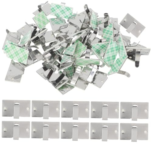 Selbstklebender Kabelorganisator aus Metall für Stromkabel und Draht, 50 | Starke Kleberückseite, Leicht und Silberfarben, für Schreibtisch, Küchengeräte, Ordnung