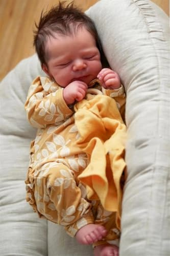 Zero pam Reborn Baby Mädchen-45CM Lebensechte Babypuppen, Reborn Puppen Lebensecht, Echte Babypuppe Wie Echt Mit Stoffkörper, Silikon Puppe Mit Haaren