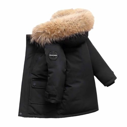 Giacca invernale per ragazzi a lunghezza media con cappuccio, imbottita, modello elegante, per bambini grandi, calda, con isolamento, design trapuntato, antivento, per clima freddo, età 3-14 anni, 01