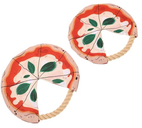 Homoyoyo 2 pezzi Dischi da Lancio per Cani in Corda di Cotone Giocattolo Masticabile Forma di Pizza per Addestramento Cuccioli e Giochi Interattivi all Aperto
