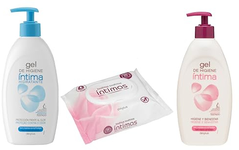 Deliplus Intimpflege-Set, 1 x Hygiene-Gel + 1 x feuchtigkeitsspendendes Intimhygiene-Gel (25 Reinigungstücher)