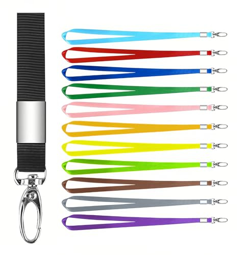 LAUKKKE 36 stycken nyckelband, 45 cm färgglada nackband i 12 färger, med roterande metallklämma – för ID-kort, nycklar, visselpipa