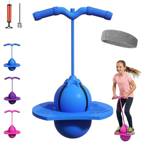 HOPASRISEE 2026 Neu Pogo-Sprungball für Kinder und Erwachsene, Pogo Ball mit Griffen, Hüpfspielzeug Outdoor, Tragfähigkeit 300 Kg, Sicher und unterhaltsam, Zum Trainieren des Gleichgewichts (Blau)