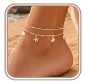 FUNEIA FußKettchen für Frauen Gold Silber Wasserfest FußKettchen für Damen 18k Vergoldet Verstellbar FußKette für Zirkonia Kleeblatt Schmetterlinge Blume FußSchmuck Sommer Strand Modeschmuck Geschenk