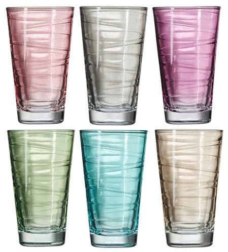 Leonardo 047285 Vario gobelets Lot de 6 Grandes Couleurs Assorties Verre Multicolore 7.5 x 7.5 x 12.6 cm 6 unités