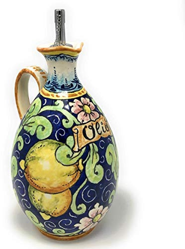 CERAMICHE D'ARTE PARRINI- Italienische Kunstkeramik, Menage Öl, Dekoration, Zitronen, handgemalt, hergestellt in Italien Toscana