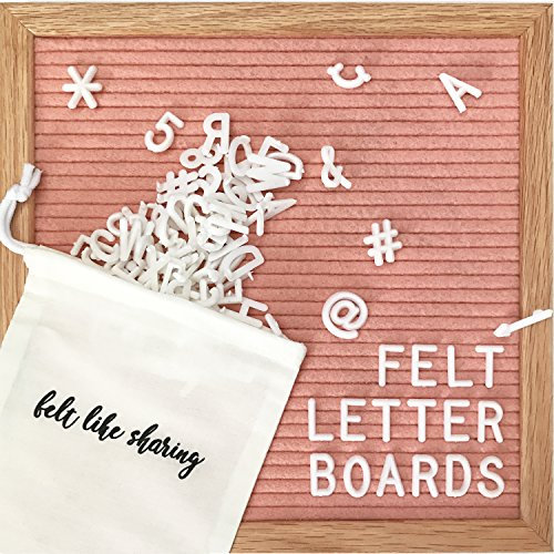 Felt Like Sharing Square Letter Board (Coral Felt - 10”x10”) – Changeable Message Board with 3 Sets of Felt Board Letters for Home, Office, & Aesthetic Room Decor – Wall Letterboard Signs In Oak Frame