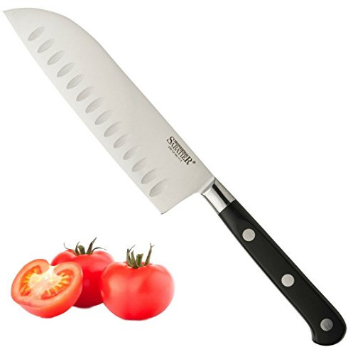 Taylors Eye Witness Sabatier Professional Oriental Santoku Knife - 5in/12.5cm Full Tang Blade Forged from High Grade Taper Ground Stainless Steel, Triple Rivet Comfort Handle. Sharper for Longer