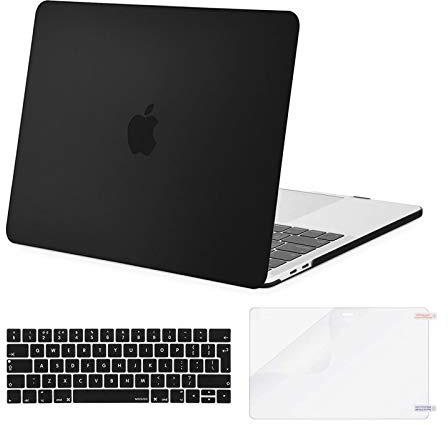 MOSISO Kompatibel mit MacBook Pro 13 Zoll Hülle M2 M1 2026 2025 2024-2016 | Plastik Hartschale Case&Tastaturschutz&Displayschutz A2338 A2251 A2289 A2159 A1989 A1708 A1706, Schwarz
